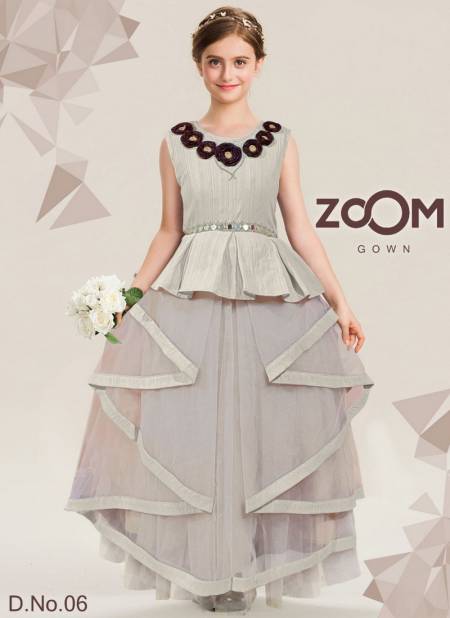 Peach Colour ZOOM Heavy Wedding Wear Designer Kids Gown Collection Zoom 6